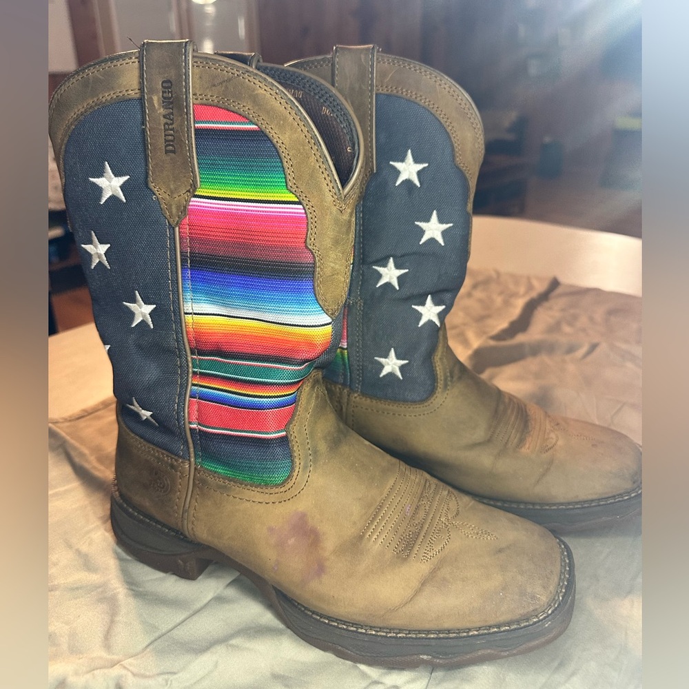 Durango Lady Rebel American flag Brown Cowboy Boots sz 7.5 US Boots